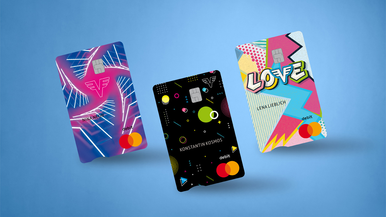 Die drei Debit Masterkarten für Jugendliche nebeneinander.